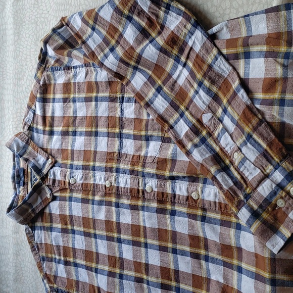 Rye by Hawker Men's Blue and Brown Long Sleeve Shirt Size L-Tall - Picture 5 of 11